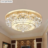 Flush Mount Led Crystal Ball Ceiling Lamp In Chrome - Modern Tiered Design For Living Room