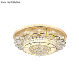 Flush Mount Led Crystal Ball Ceiling Lamp In Chrome - Modern Tiered Design For Living Room