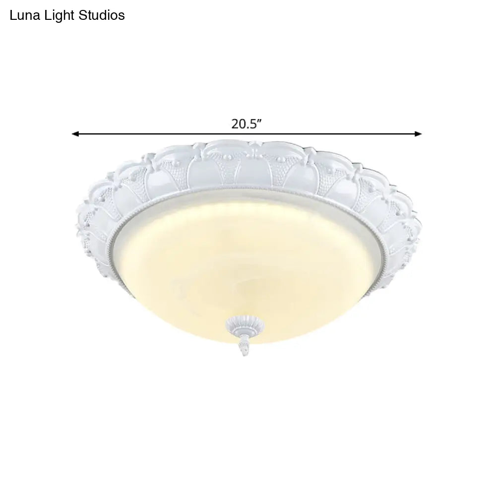 Flush Mount Led Dome Light In Cottage White With Frosted Glass 16’/20.5’ Width - Available Warm