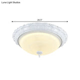 Flush Mount Led Dome Light In Cottage White With Frosted Glass 16’/20.5’ Width - Available Warm
