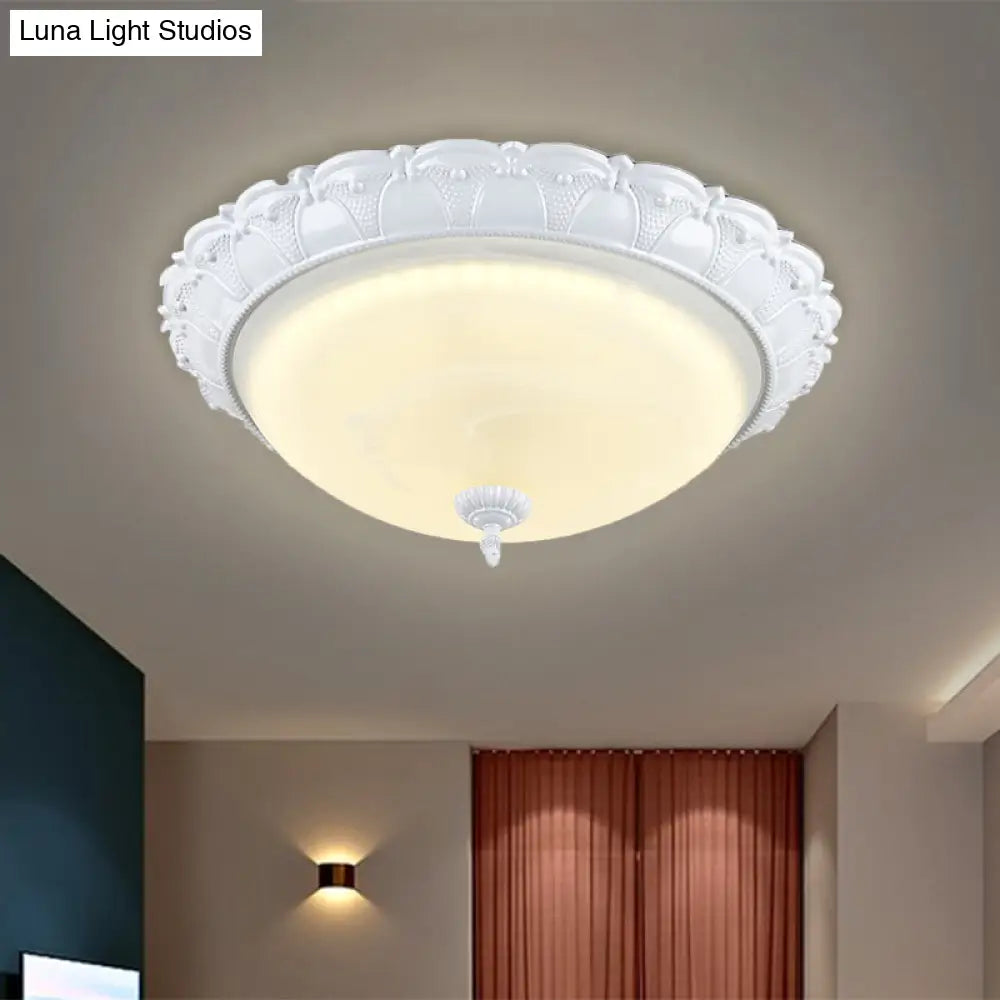 Flush Mount Led Dome Light In Cottage White With Frosted Glass 16’/20.5’ Width - Available Warm