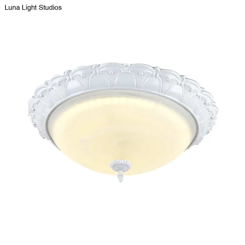 Flush Mount Led Dome Light In Cottage White With Frosted Glass 16’/20.5’ Width - Available Warm