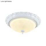 Flush Mount Led Dome Light In Cottage White With Frosted Glass 16’/20.5’ Width - Available Warm