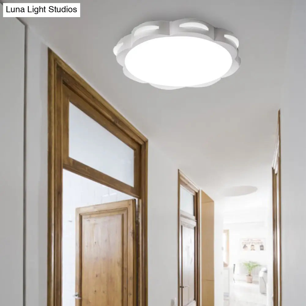 Flush Mount Macaron Led Ceiling Light With Acrylic Floral Shade - Ideal For Girls’ Bedroom
