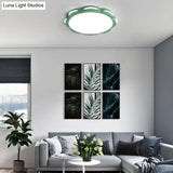 Flush Mount Macaron Led Ceiling Light With Acrylic Floral Shade - Ideal For Girls Bedroom Green /