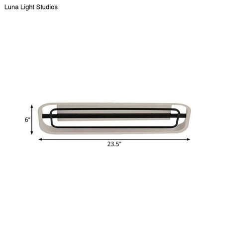 Flush Mounted Led Ceiling Light In Modern Metallic Black & White/Black Gold 16’/23.5’ Length