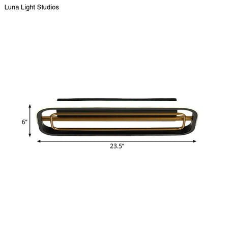 Flush Mounted Led Ceiling Light In Modern Metallic Black & White/Black Gold 16’/23.5’ Length