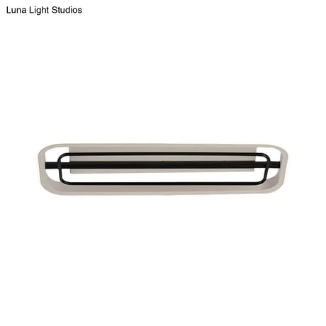 Flush Mounted Led Ceiling Light In Modern Metallic Black & White/Black Gold 16’/23.5’ Length