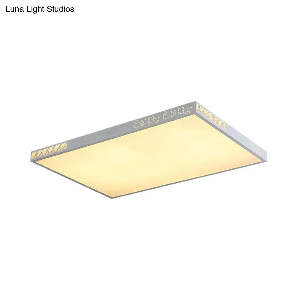Flush Mounted Led Crystal Ceiling Light With Acrylic Shade - Rectangle/Round Options