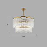 Fluted Clear Glass Rods Pendant Light: Postmodern Wavy Bedroom Chandelier / 23.5’