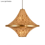 Flying Saucer Ceiling Light - Arab 14/21.5 H Metal Pendant Lighting Fixture In Brass
