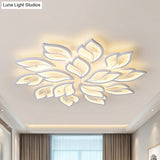 Foliage Semi-Mount Bedroom Light With 9/12/15 Acrylic Lights In Warm/White - Modern Ceiling Lamp