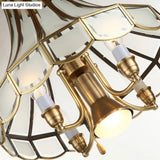 Frosted Glass Bell Chandelier - Traditional 5-Light Brass Finish Suspension Lamp
