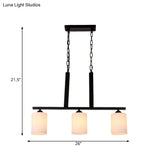 Frosted Glass Black Island Pendant Light Kit For Dining Room With 3 Lights - Traditional Style