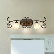 Frosted Glass Blossom Vanity Lamp: Antiqued 2/3 Heads Bathroom Twig Design Wall Lighting (Red Brown)