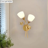 Frosted Glass Bowl Sconce - Contemporary 1/2-Light Hall Wall Mount Fixture With Leaf-Shaped Decor