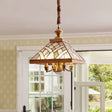 Frosted Glass Brass Chandelier - Colonial Down Lighting Pendant (5 Lights) For Dining Table