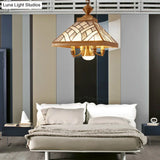 Frosted Glass Brass Chandelier - Colonial Down Lighting Pendant (5 Lights) For Dining Table