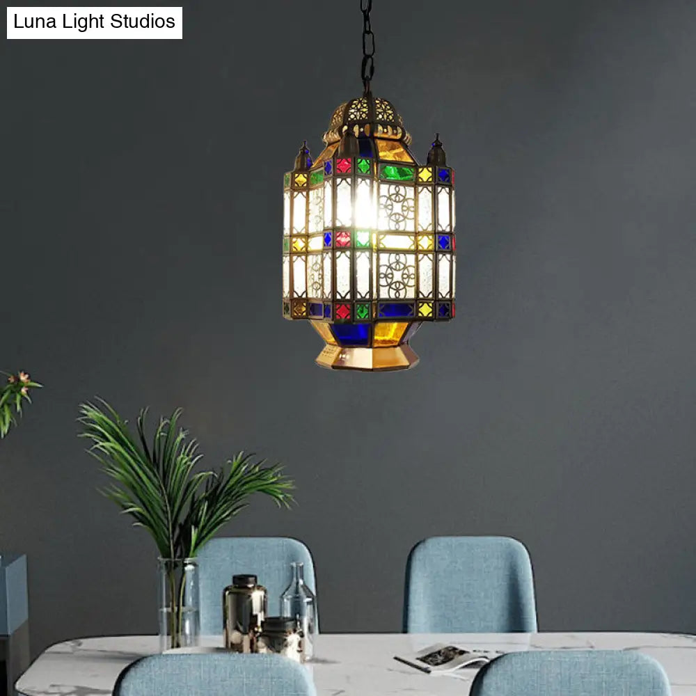 Frosted Glass Brass Chandelier Lantern - Art Deco Pendant Light (3 Heads) For Restaurants