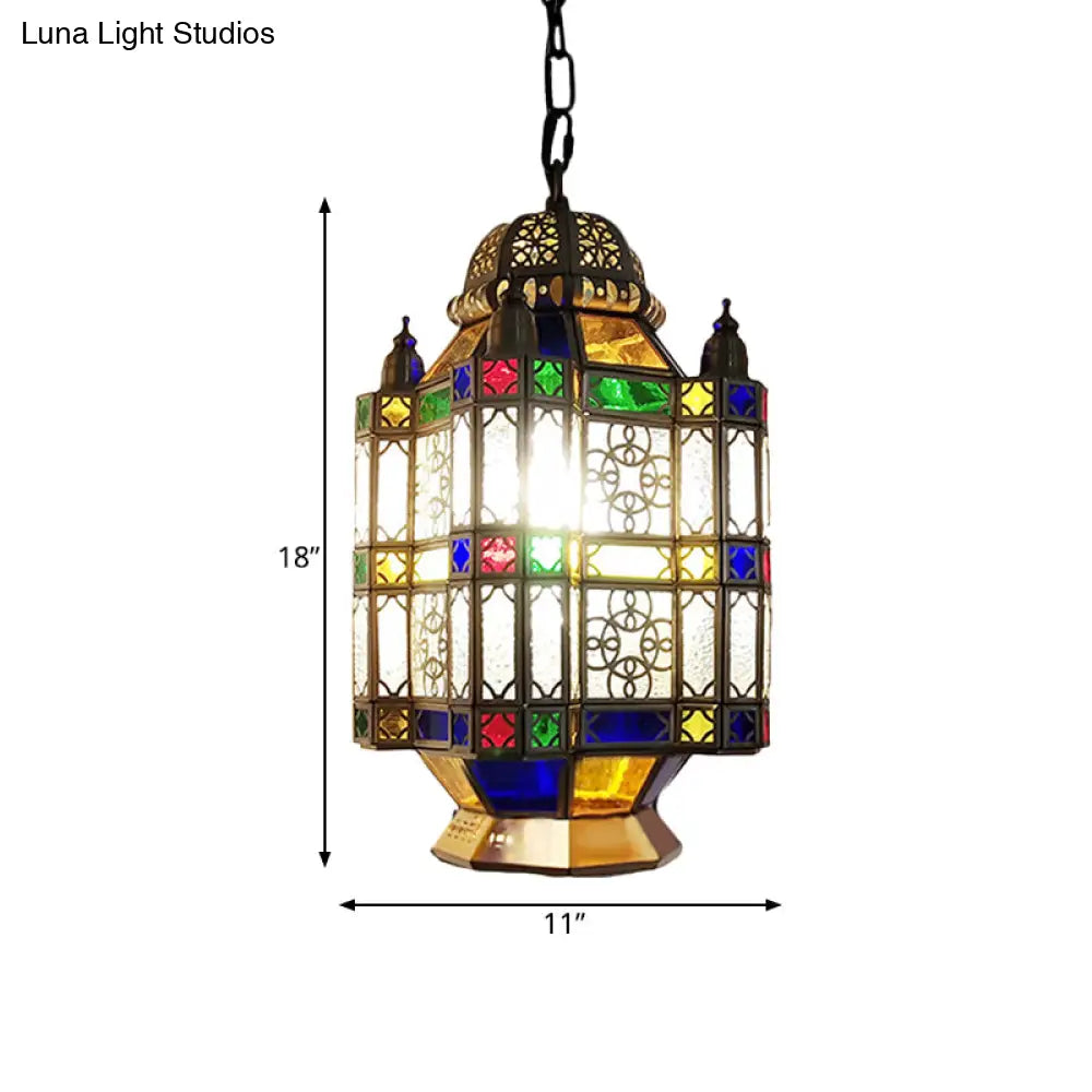 Frosted Glass Brass Chandelier Lantern - Art Deco Pendant Light (3 Heads) For Restaurants