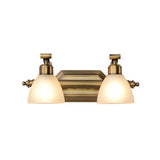 Frosted Glass Brass Wall Lamp: Bell Shaped Country Style Sconce Light For Bathroom 2 /