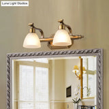 Frosted Glass Brass Wall Lamp: Bell Shaped Country Style Sconce Light For Bathroom