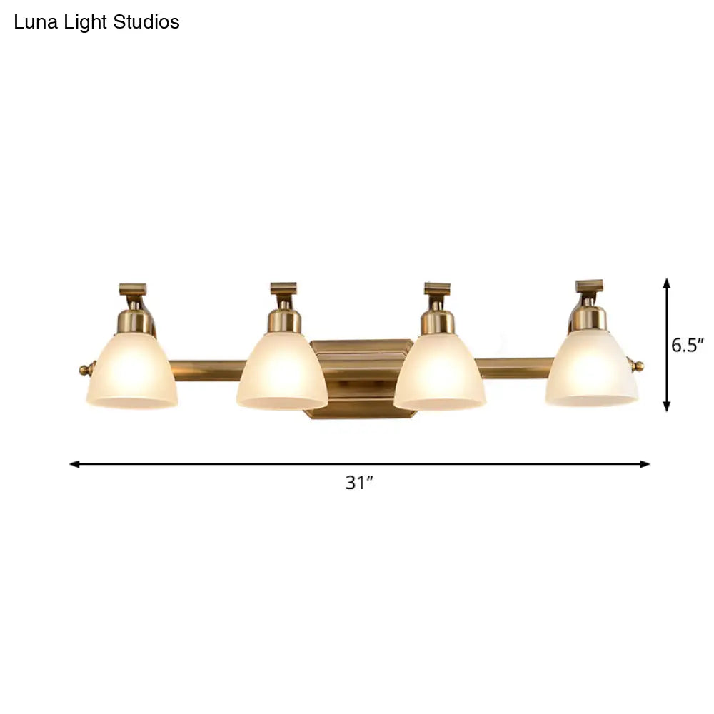 Frosted Glass Brass Wall Lamp: Bell Shaped Country Style Sconce Light For Bathroom