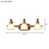 Frosted Glass Brass Wall Lamp: Bell Shaped Country Style Sconce Light For Bathroom