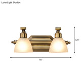 Frosted Glass Brass Wall Lamp: Bell Shaped Country Style Sconce Light For Bathroom