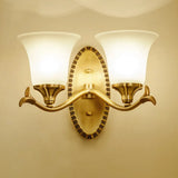 Frosted Glass Brass Wall Sconce With Vintage Light Fixture For Study 2 /