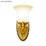 Frosted Glass Brass Wall Sconce With Vintage Light Fixture For Study