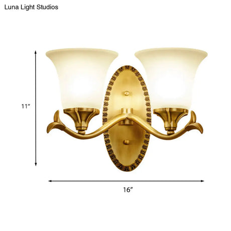 Frosted Glass Brass Wall Sconce With Vintage Light Fixture For Study