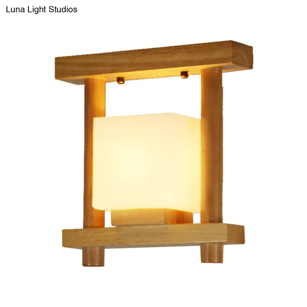 Frosted Glass Ceiling Flush Light - Contemporary Semi Flushmount Lamp For Staircase Wood Décor