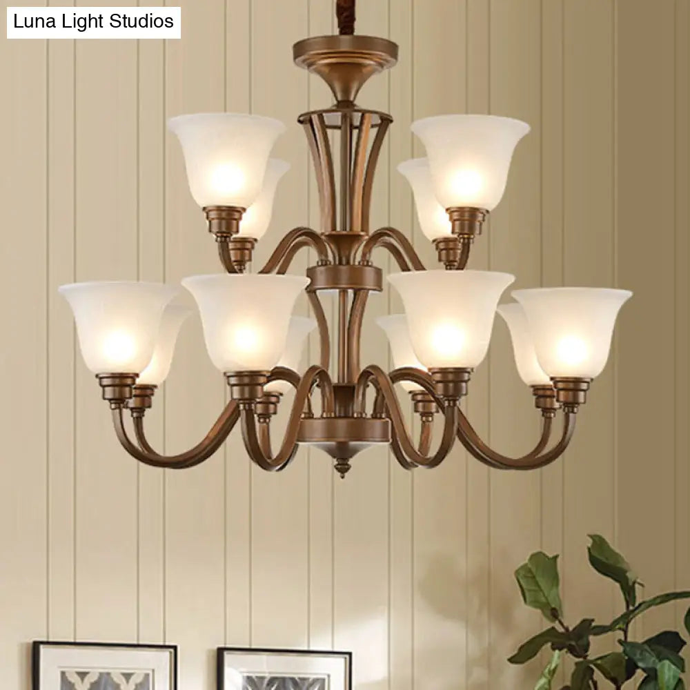 Frosted Glass Chandelier Light Retro Style Pendant Fixture For Living Room