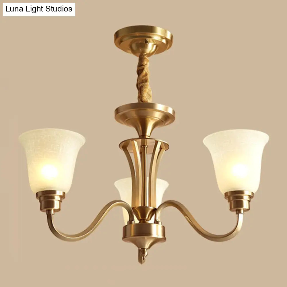 Frosted Glass Chandelier Light Retro Style Pendant Fixture For Living Room