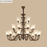 Frosted Glass Chandelier Light Retro Style Pendant Fixture For Living Room