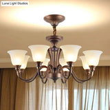 Frosted Glass Chandelier Light Retro Style Pendant Fixture For Living Room