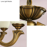 Frosted Glass Chandelier: Paneled Bell Pendant Light In Traditional Gold Design For Dining Rooms