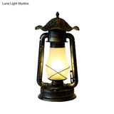 Frosted Glass Desk Lamp In Brass With Farmhouse Style - Plug-In 1-Light