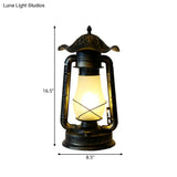 Frosted Glass Desk Lamp In Brass With Farmhouse Style - Plug-In 1-Light