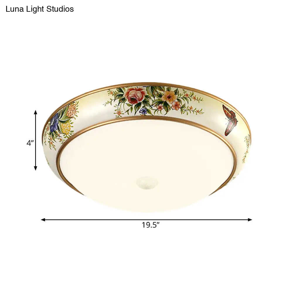 Frosted Glass Dome Led Flush Mount Ceiling Light - Korea Country Style (14’/19.5’ Diameter)