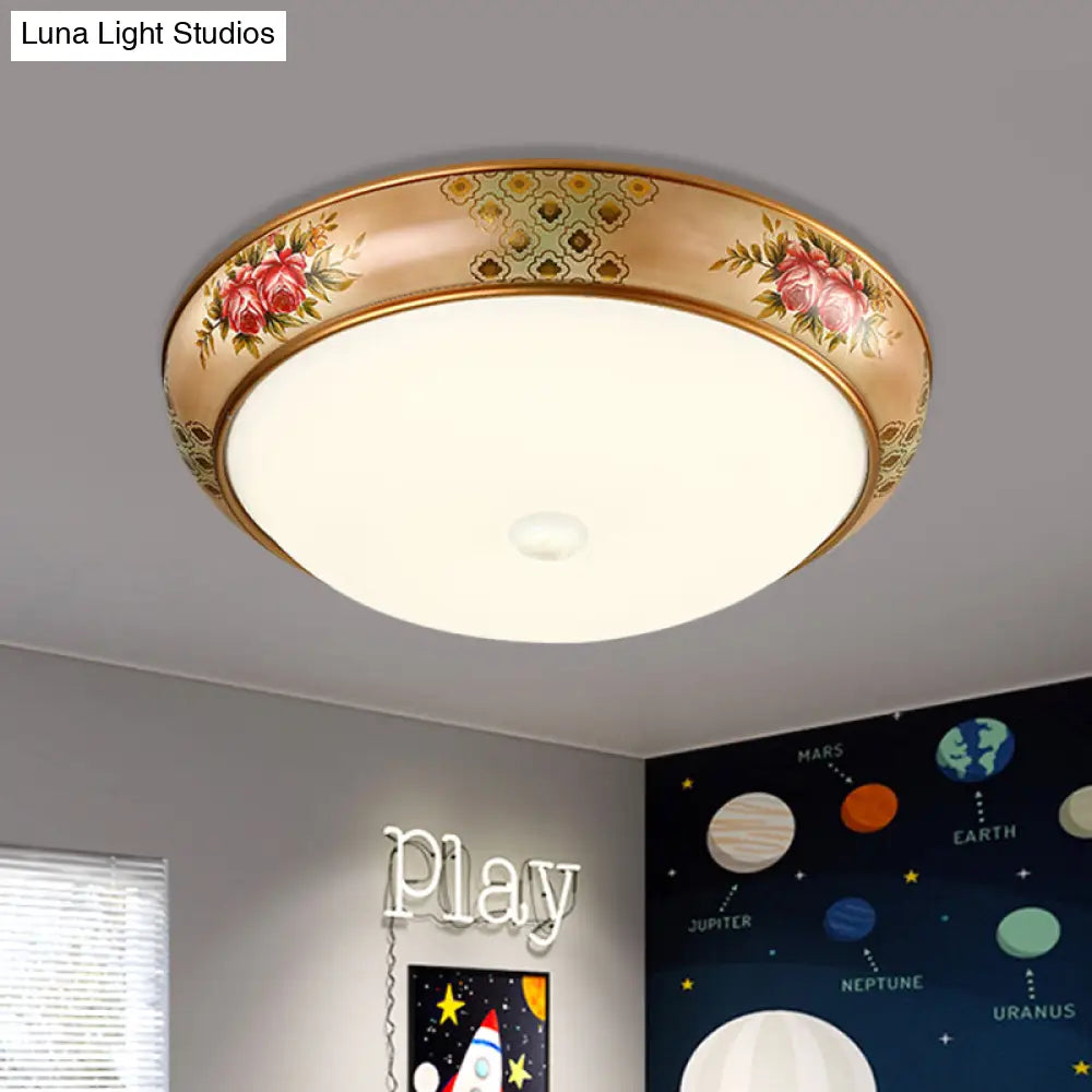Frosted Glass Dome Led Flush Mount Ceiling Light - Korea Country Style (14’/19.5’ Diameter)