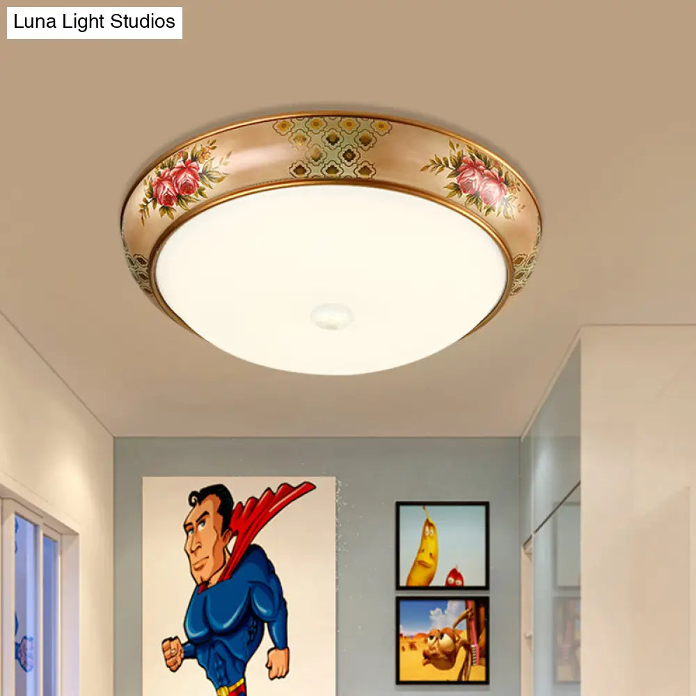 Frosted Glass Dome Led Flush Mount Ceiling Light - Korea Country Style (14’/19.5’ Diameter)