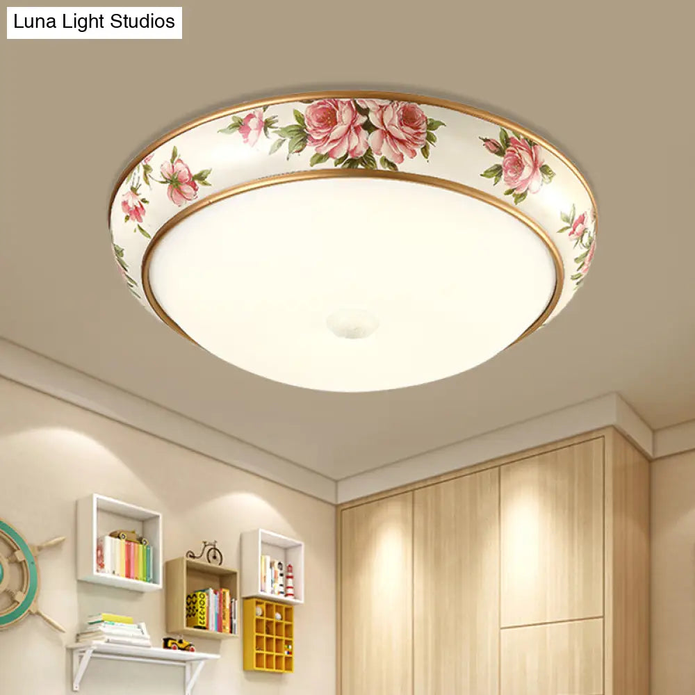 Frosted Glass Dome Led Flush Mount Ceiling Light - Korea Country Style (14’/19.5’ Diameter)