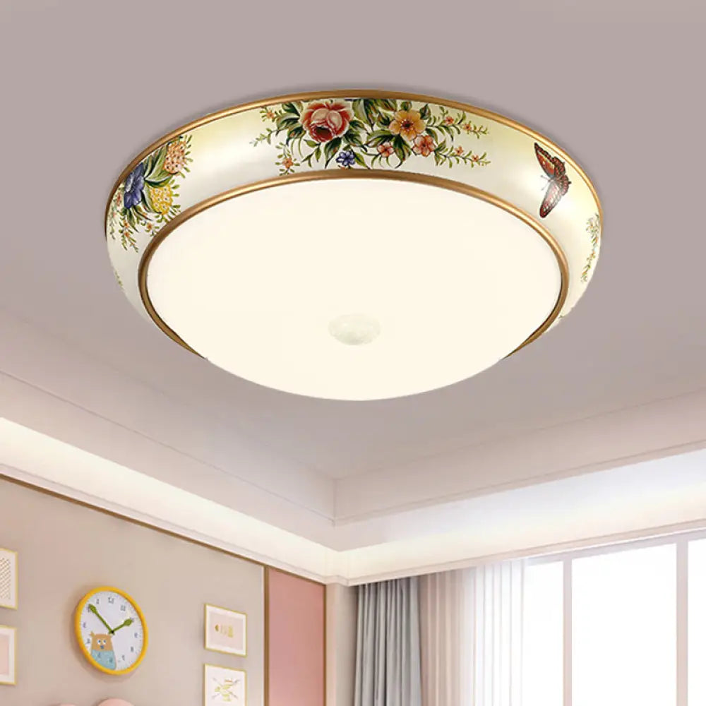 Frosted Glass Dome Led Flush Mount Ceiling Light - Korea Country Style (14’/19.5’ Diameter)