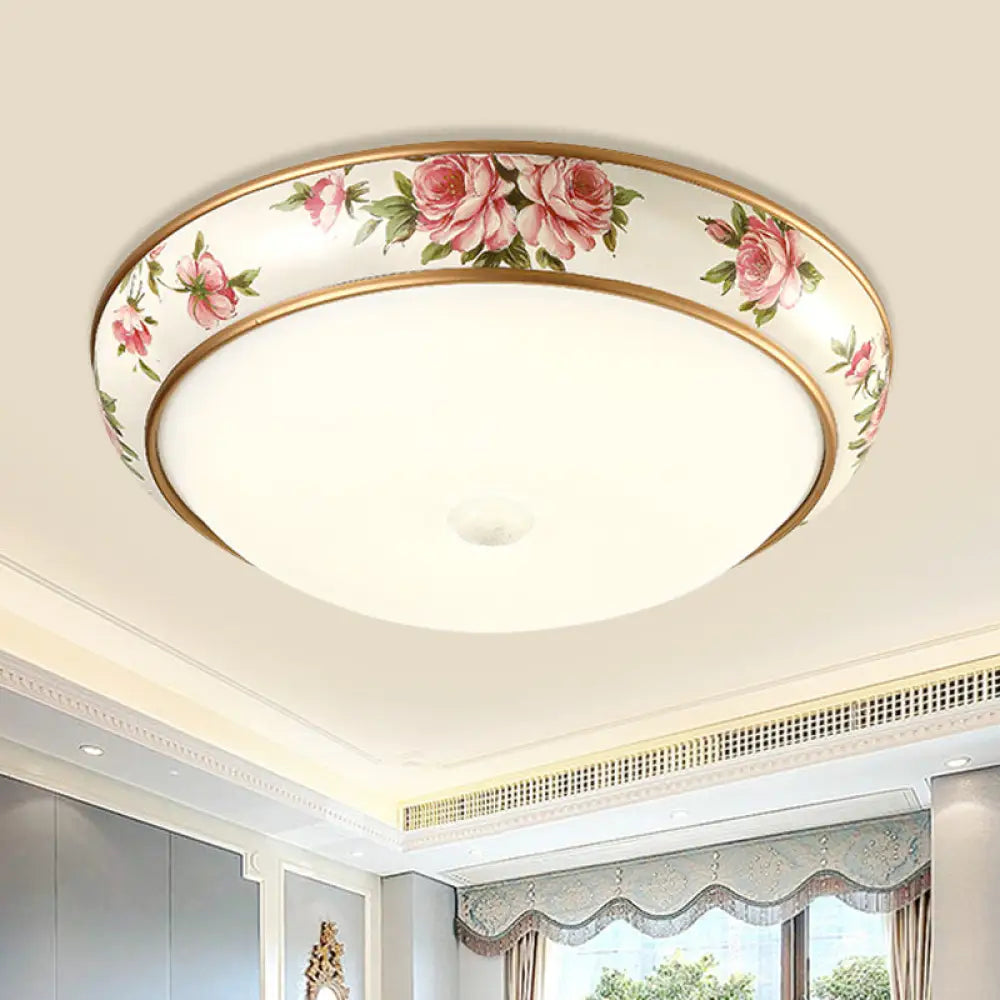 Frosted Glass Dome Led Flush Mount Ceiling Light - Korea Country Style (14’/19.5’ Diameter)