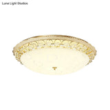 Frosted Glass Gold Ceiling Lamp - Domed Led Flush Light With Crystal Accent (16’/19.5’ Wide)