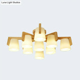 Frosted Glass Modern Wood Flush Mount Ceiling Light For Conic Living Room Ambiance