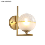 Frosted Glass Modernist Sconce With Brass Wall Mount - 1 Head Light Fixture