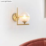 Frosted Glass Modernist Sconce With Brass Wall Mount - 1 Head Light Fixture